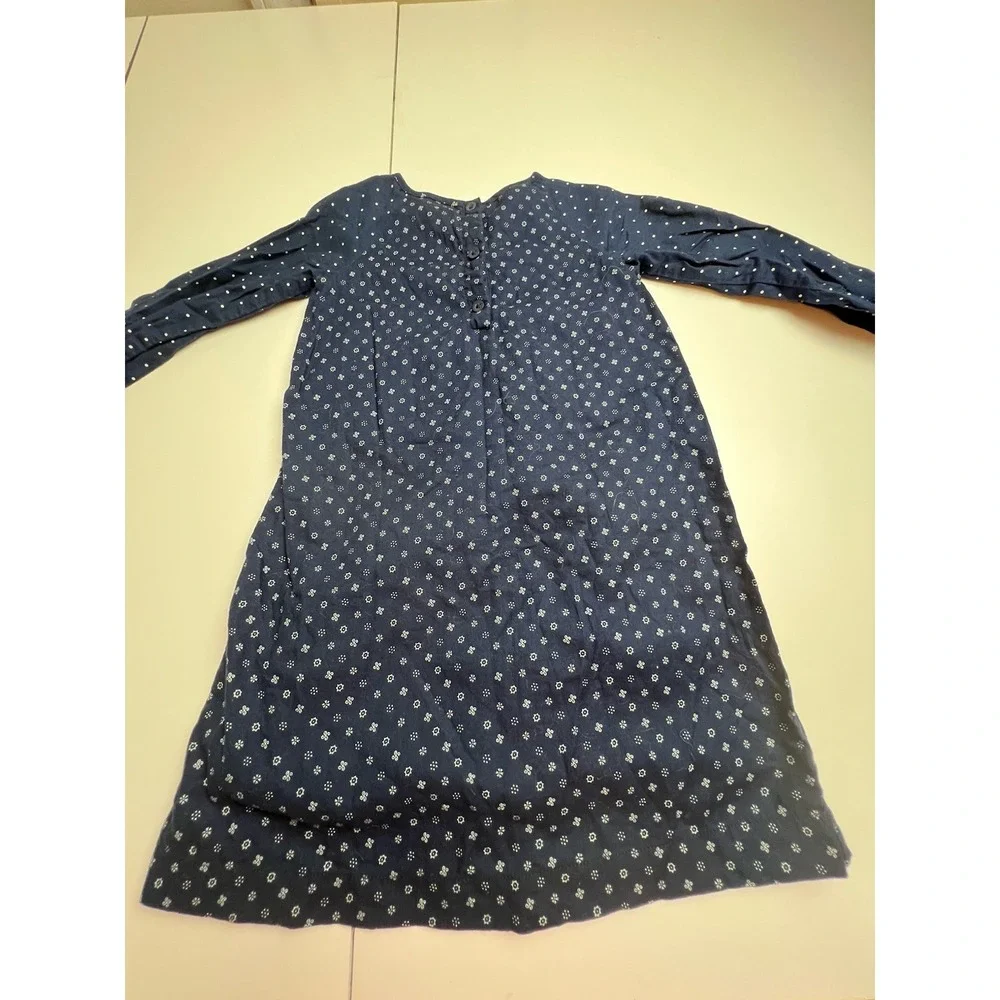Baby GAP Toddler Girl's Navy Blue White Lined Cotton Smock Pleat  Dress 4 Years